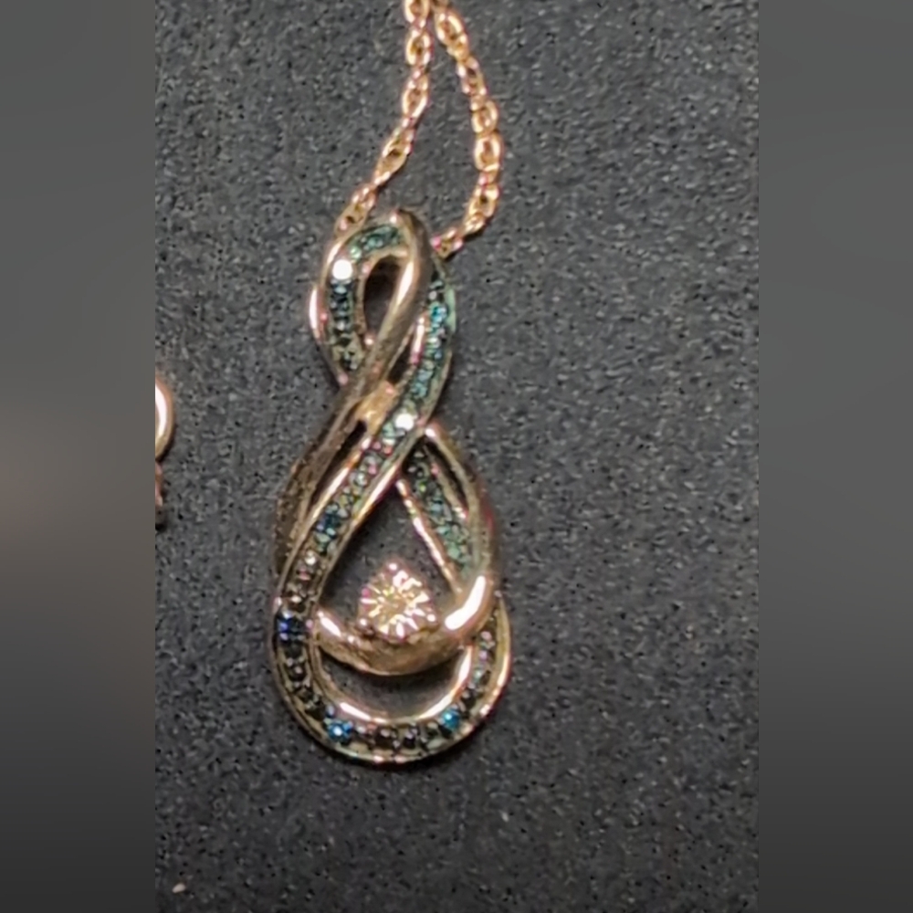 Kay Jewelers Silver and Blue Infinity Necklace With Matching Ring